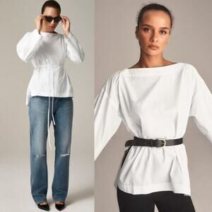 J. Crew Women's Oversized Fit Pure Cotton Poplin Ciel Top CI507 White Size S NWT